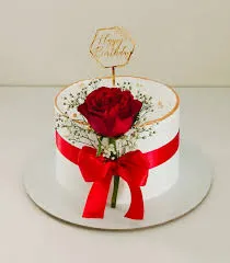 Mini Cake with Single Rose